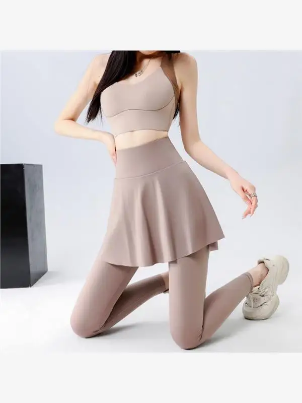 

Брюки из овчины Yoga Fitn с высокой талией, женская спортивная одежда, верхняя одежда, весенне-осенняя юбка из двух частей, брюки