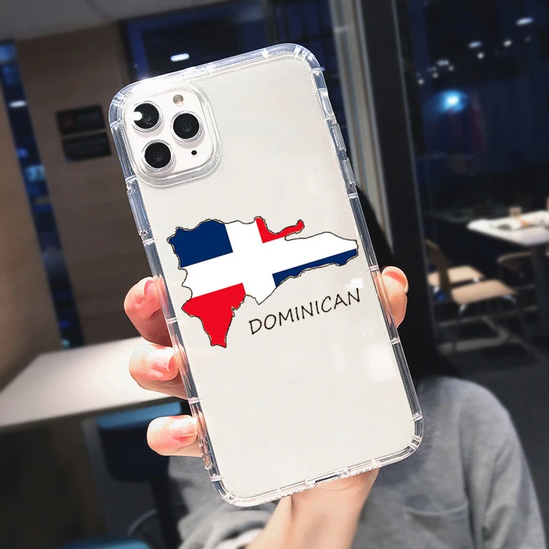 Etui na telefon z flagą republiki dominikańskiej do iPhone\'a 11 12 13 Mini 14 15 Pro Max 8 7 Plus X SE20 XR XS MAX Soft TPU przezroczyste pokrowce