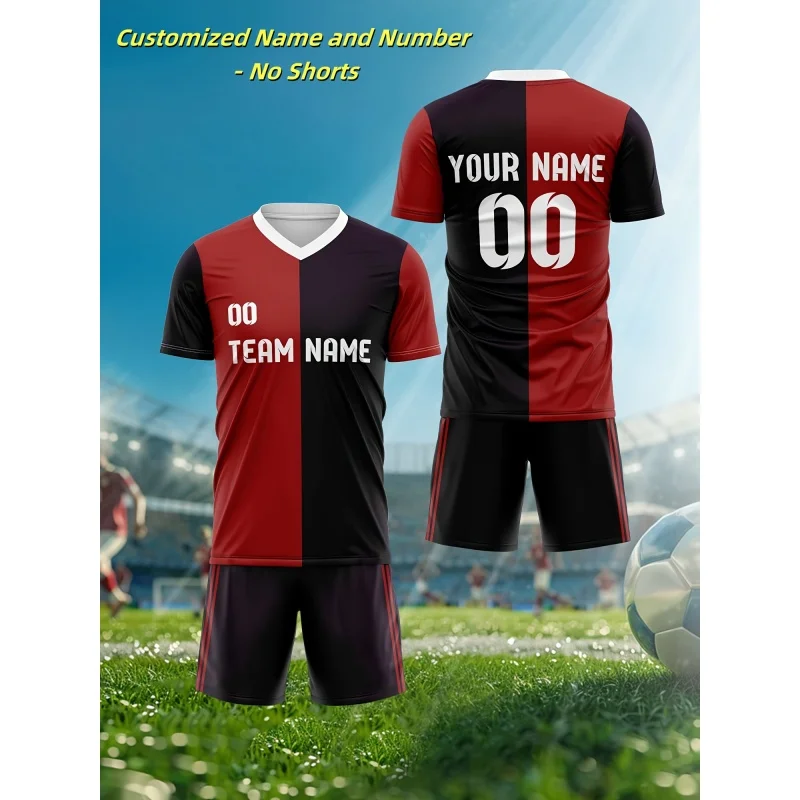 3D Print American Football Jerseys Customized T-Shirt For Men Color Block Pattern T Shirts Casual Uniform Sports V-Neck Tees Top