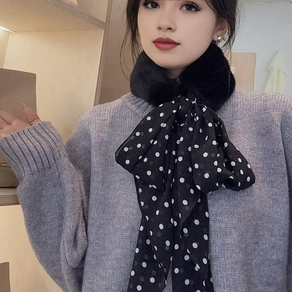 Warm Beautiful Scarf Luxurious Women's Winter Faux Fur Collar Scarf Collection Stylish Self Tie Scarves for Weather for Ladies