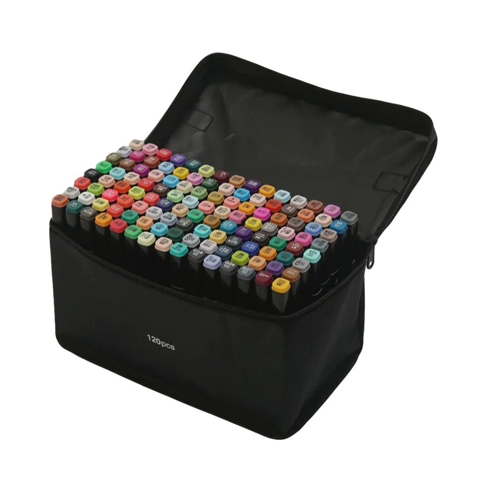 24-168 kleuren Dual Tip Art Markers Set, alcoholmarkeringen voor volwassen studenten, professionele schetspennen voor tekenen/schetsen/manga