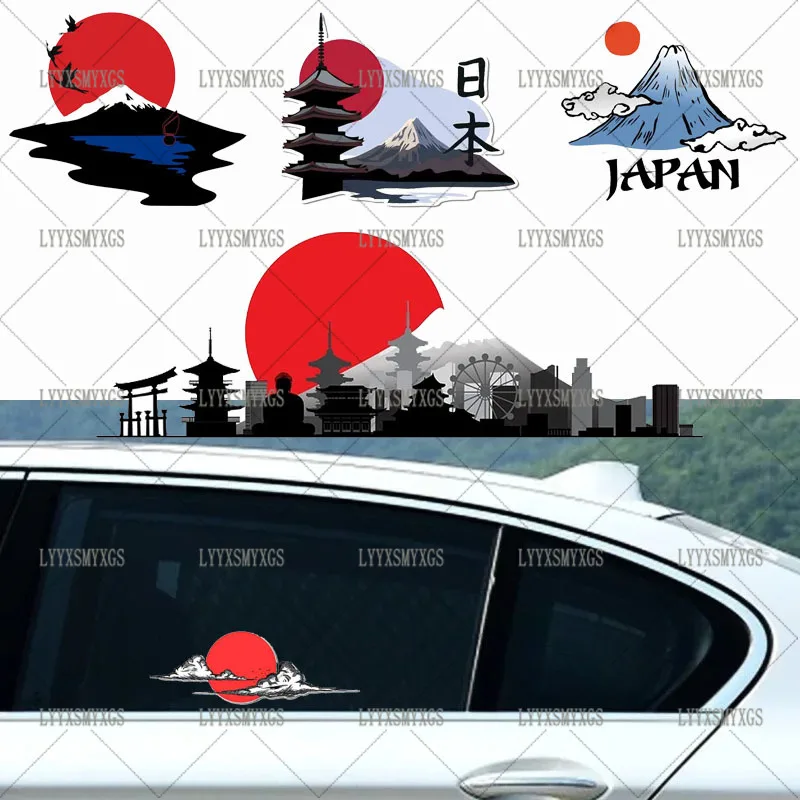 

Self-Adhesive Custom Cartoon Japanese Landscape Car Stickers Waterproof Sunscreen Vinyl Decal PVC Wholesale Car Decoration