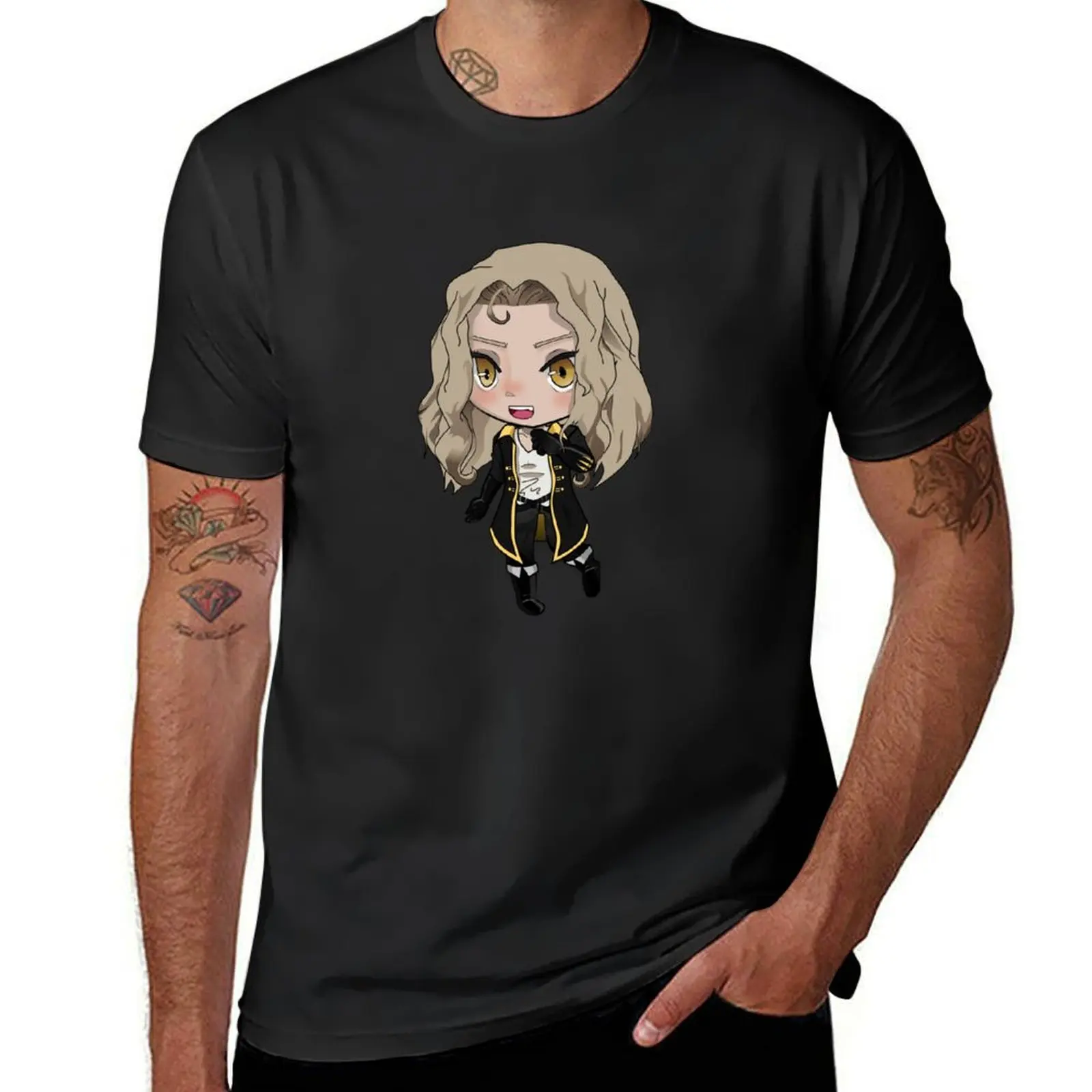 Alucard-Camiseta de Chibi Castlevania para hombre, camisa de manga corta con estampado de animales, de secado rápido, talla grande