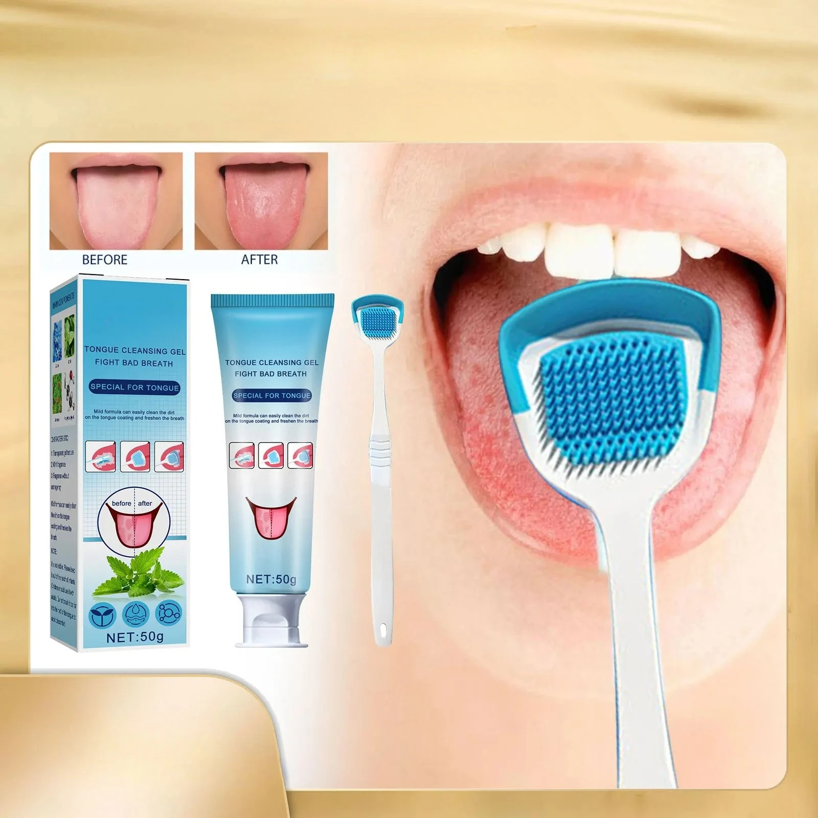 

Гель для чистки языка с щеткой Уход за полостью рта Удаление запаха Уход за свежим дыханием Инструменты для гигиены зубов Набор для чистки покрытия