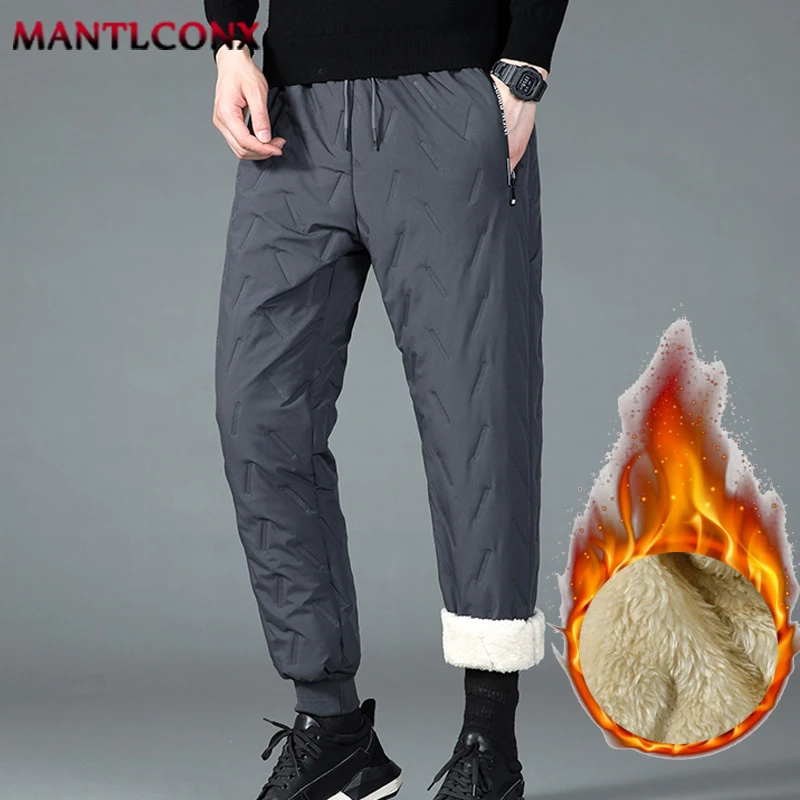 

XL Fleece Warm Winter Pants for Men Sweatpants Casual Thicken Joggers Pants Male Thermal Trousers Black Gray Pants Men Windbreak