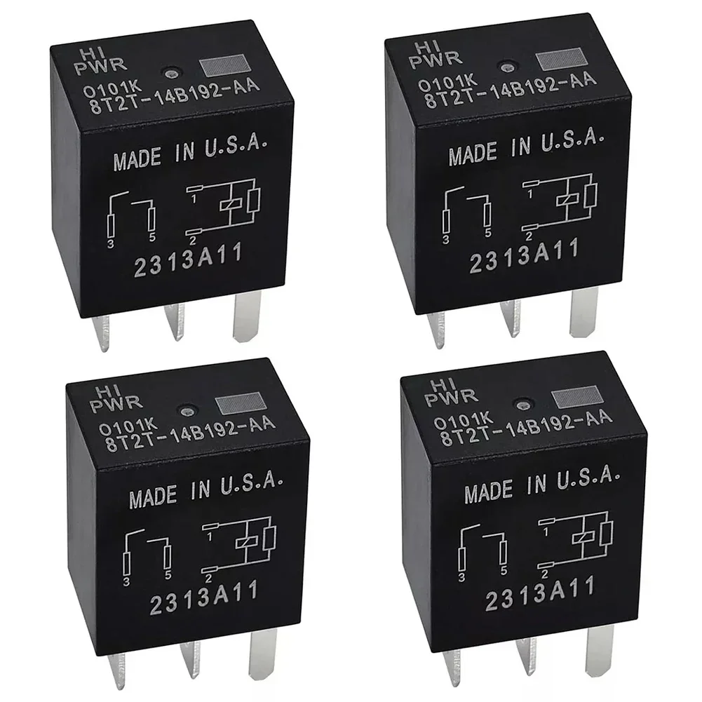 4pcs Power Relay Automotive 4Pin 8T2T-14B192-AA 12V DC For Select For Ford Vehicles Replacement Automobiles Parts