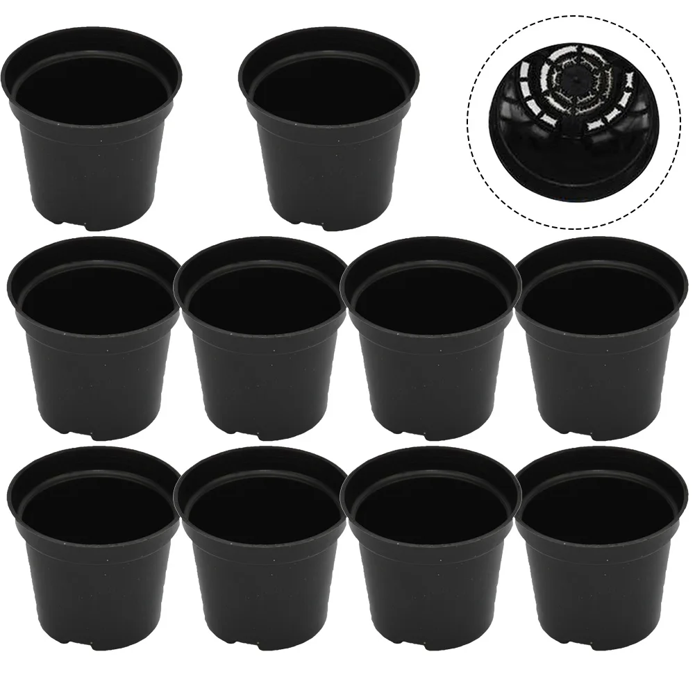 10 PCS Plant Pots Black Plastic Plant Nursery Pots Multiple Sizes Large Garden Flower Pot Container For Succulents Cuttings