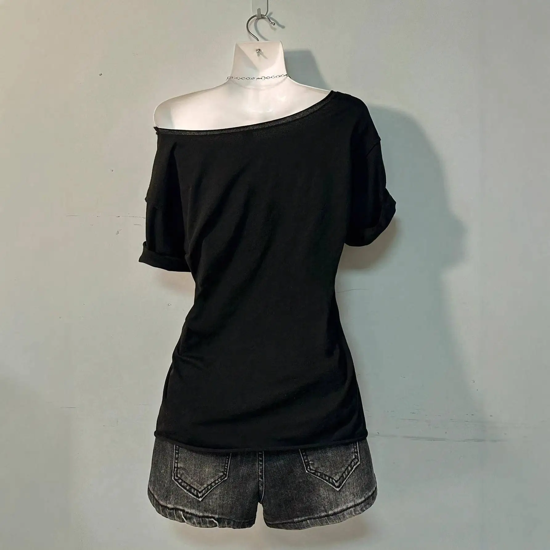 Women's Casual Two-Piece Set Angel And Lightning Print Long Loose Fit Polyester Short Sleeve T-Shirt Geometric Pattern