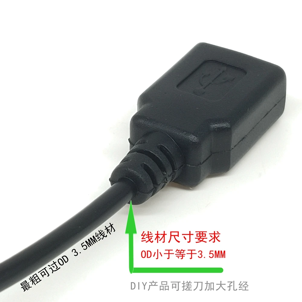 DIY 5Pieces Type A Female USB 4 Pin Plug Female Plug Plug With Black Plastic Cover USB 2.0 Connect Adapter PCB SDA Data Cable