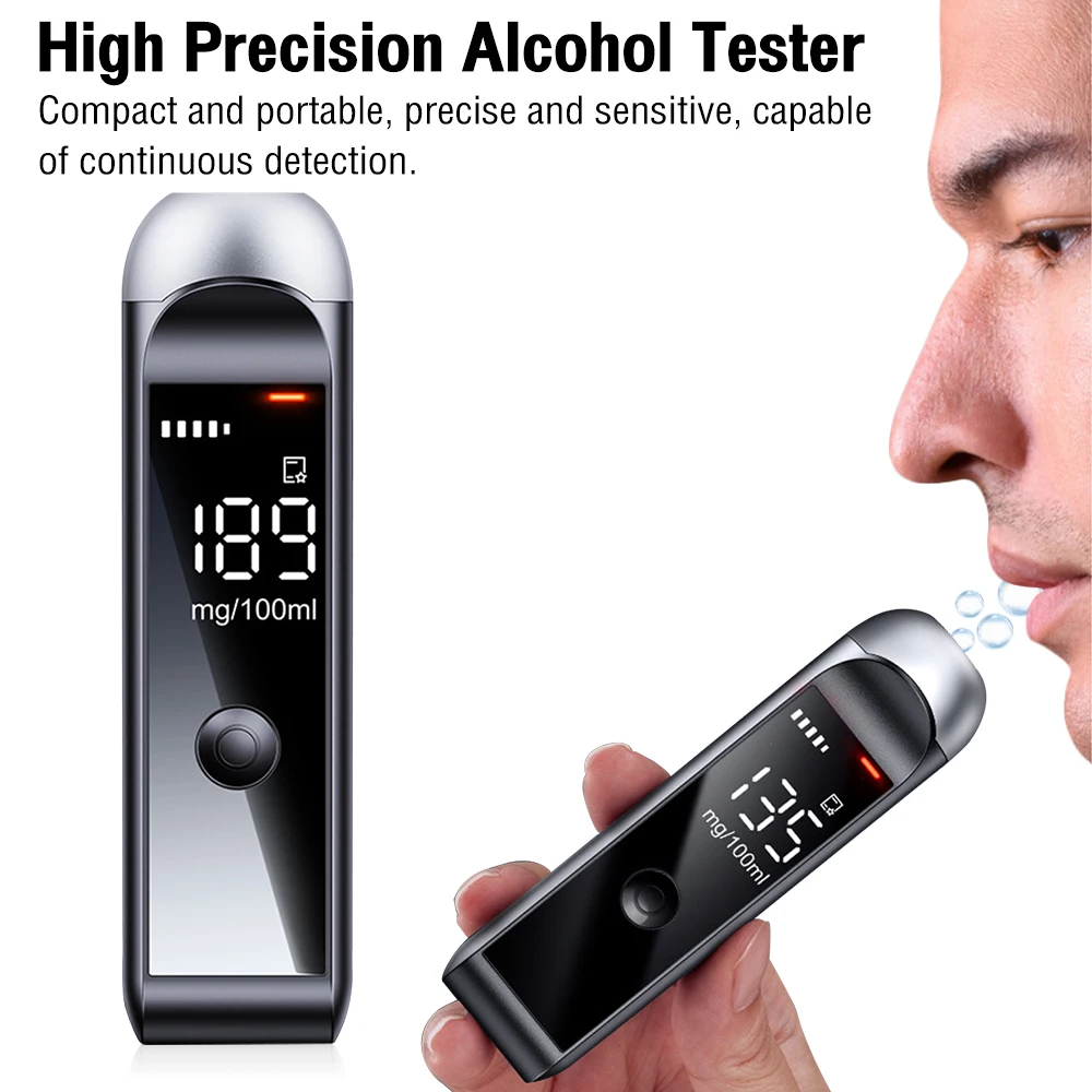 Rechargeable Alcohol Tester Professional Breath Alcohol Tester with Digital Display Electric Breathalyzer Alcohol Test Tools