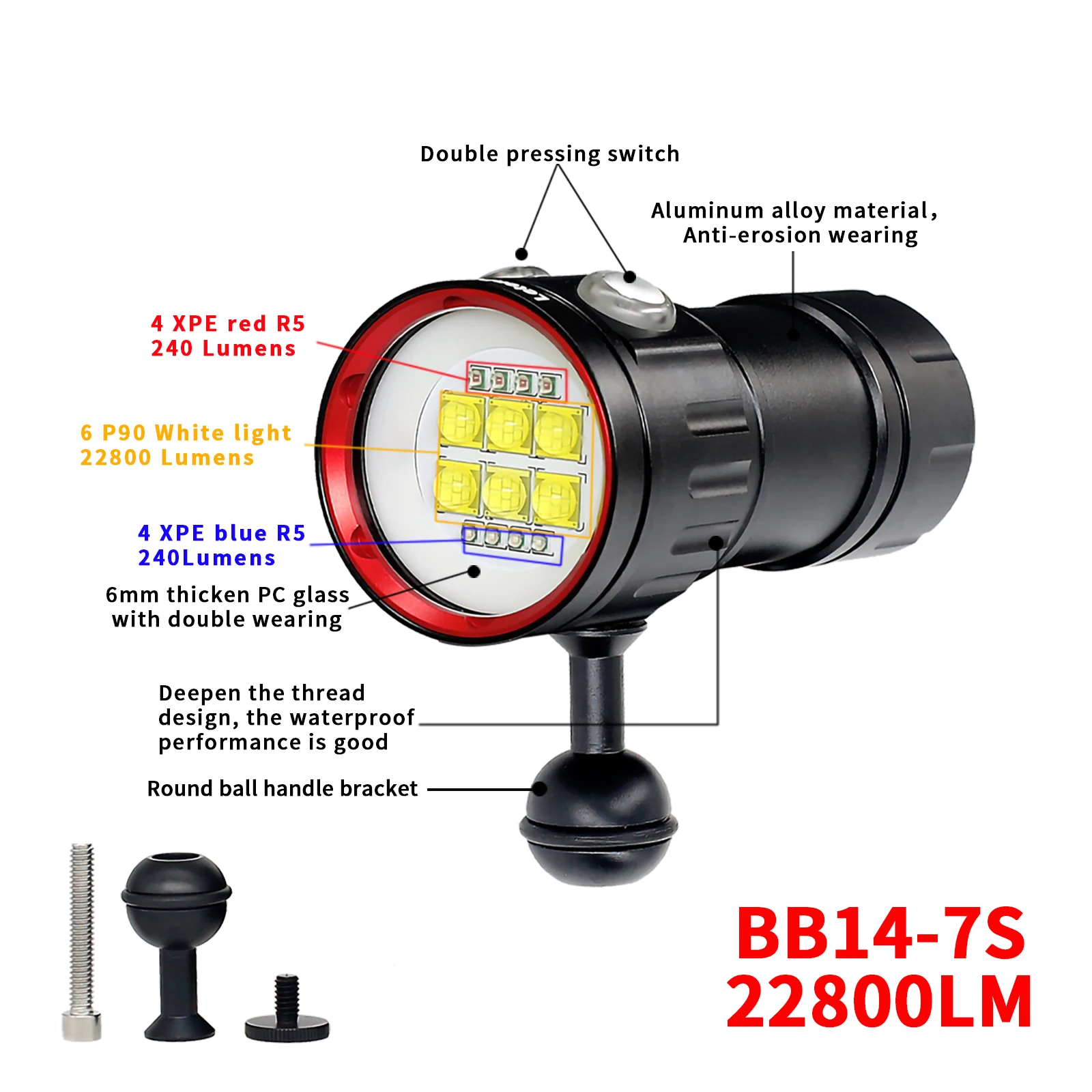 Luz LED de buceo, linterna táctica subacuática de 20000 lúmenes, resistente al agua hasta 100M, para cámara de vídeo, novedad