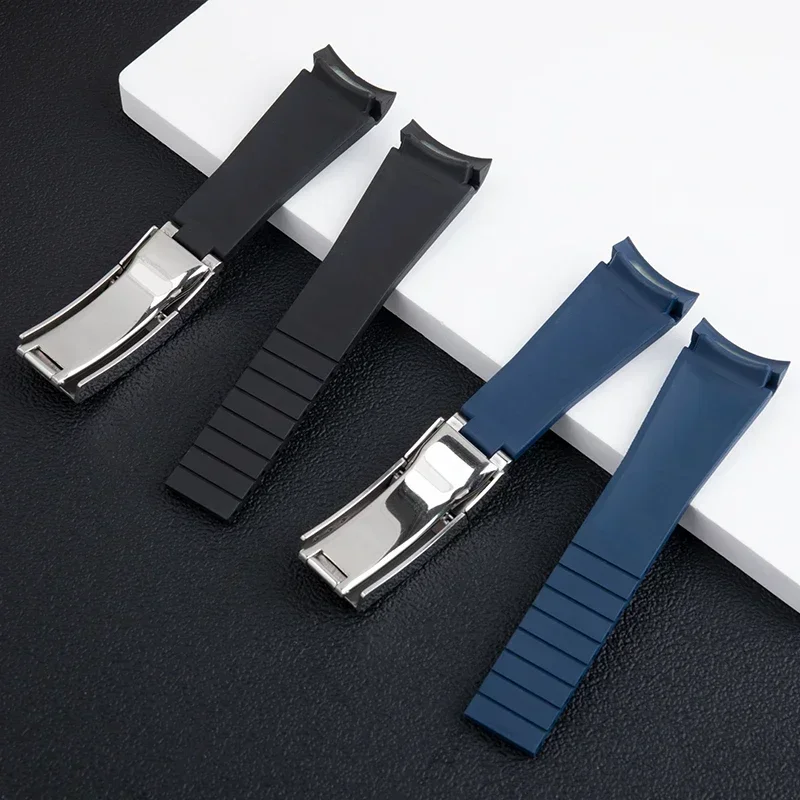 حزام ساعة مطاطي 20 مم 21 مم لحزام رولكس الغواصة كارسون أويسترفليكس GMT معصمه زنبركي ضبط مشبك