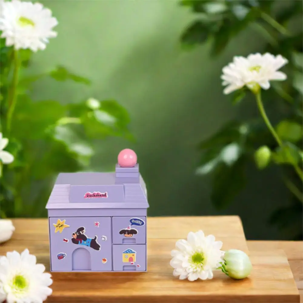 Detachable Small House Pen Holder Space Saving Plastic Desktop Storage Box Kawaii Desk Sundries Container Dormitory