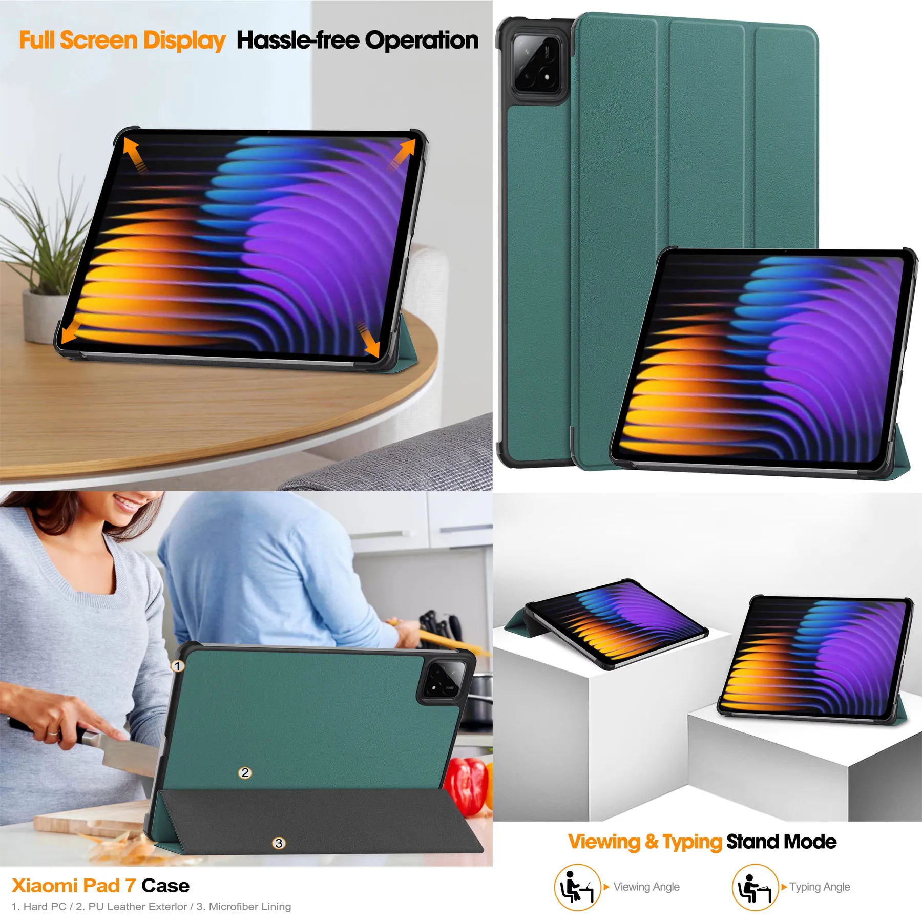

Leather Case For Xiaomi Pad 7 Pro Tablet Tri-fold Caster Hard Shell Cover