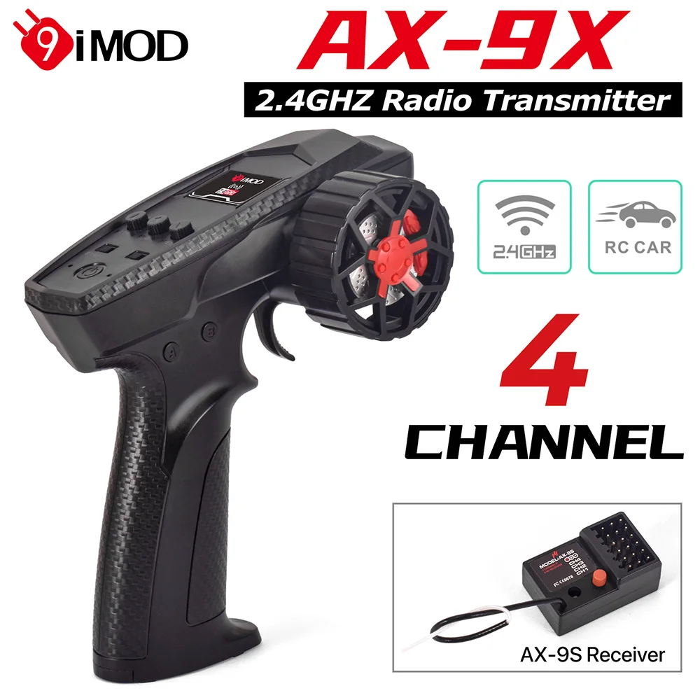 

9IMOD 2.4GHZ Radio Transmitter 4 Channel Remote Controller with 4CH Receiver 100M For MN82 1/12 1/16 1/18 1/24 Remote Control