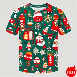 New Fashion 3D Happy Christmas Printing T Shirt For Men Short Sleeve T Shirts Unisex Xmas Graphic T-Shirts Y2k Mens Clothing Tee