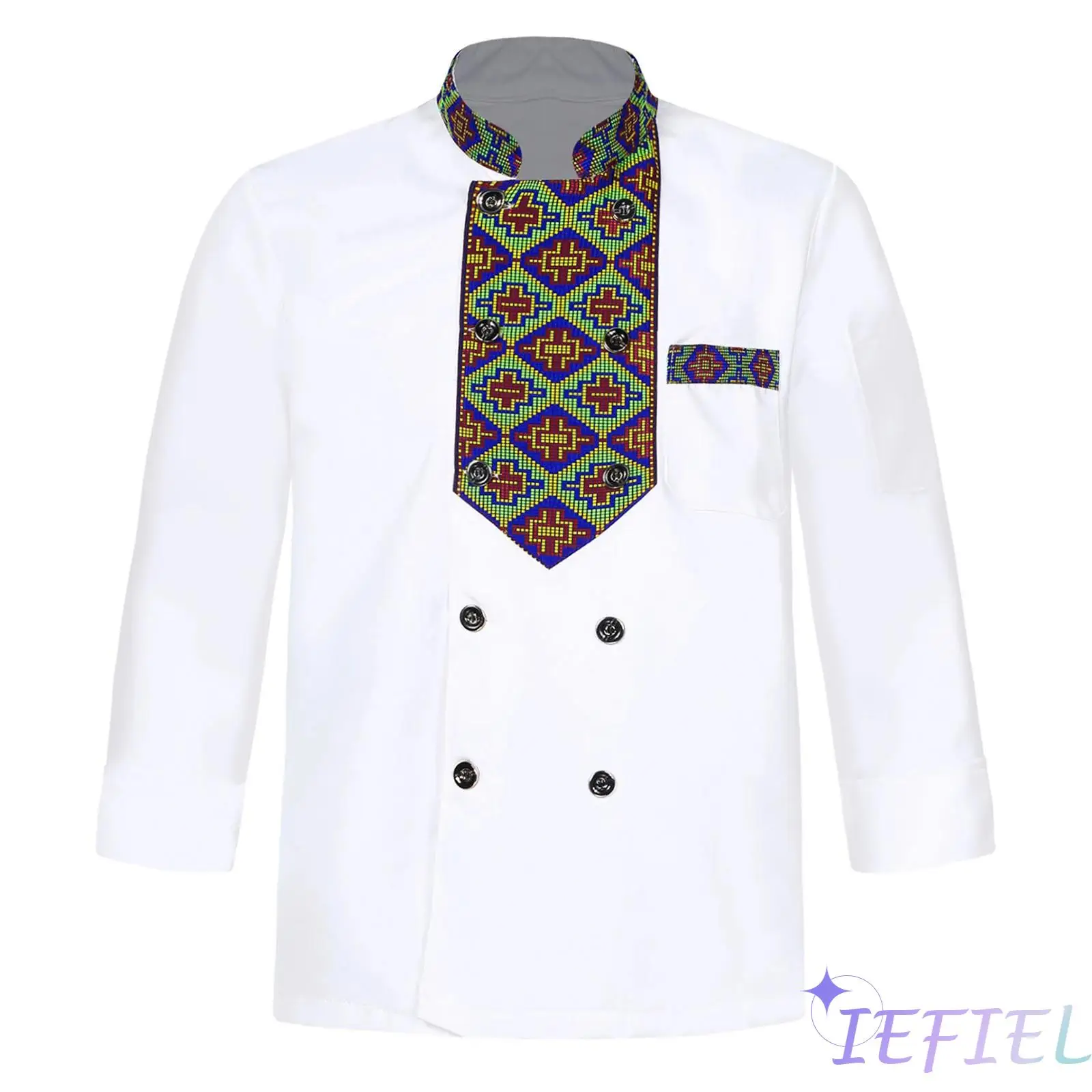 Ethnic Style Embroidery Chef Jacket Doorman Waiter Costume Unisex Workwear Uniform Kitchen Hotel Restaurant Work Clothes XXXXL