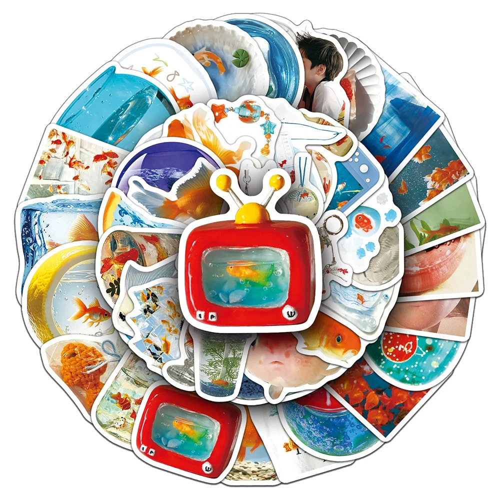 

10/30/50pcs Cartoon Goldfish Ins Style Stickers Cute Creative Decals Decoration Scrapbooking Guitar Phone Graffiti Sticker Pack