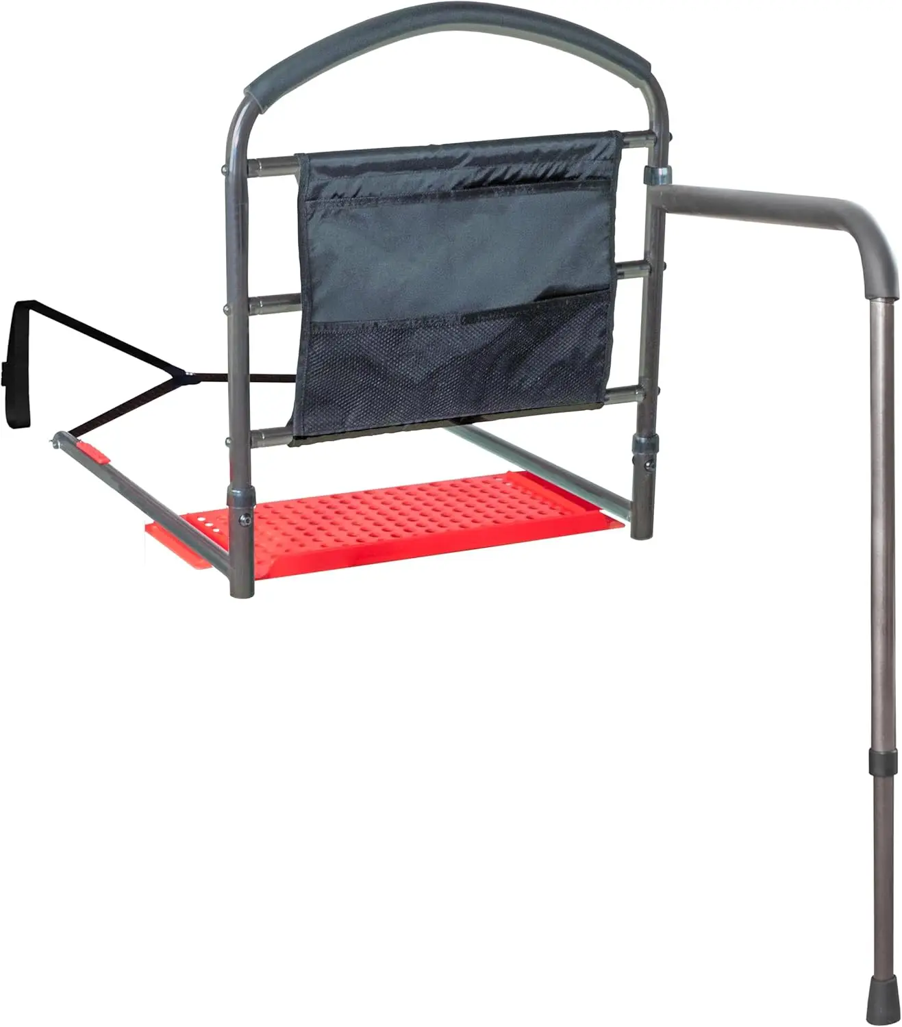 Adult Bed Rail with Swing-Out Handle, Safety Approved for Seniors and Mobility Support, Includes Organizer Pouch