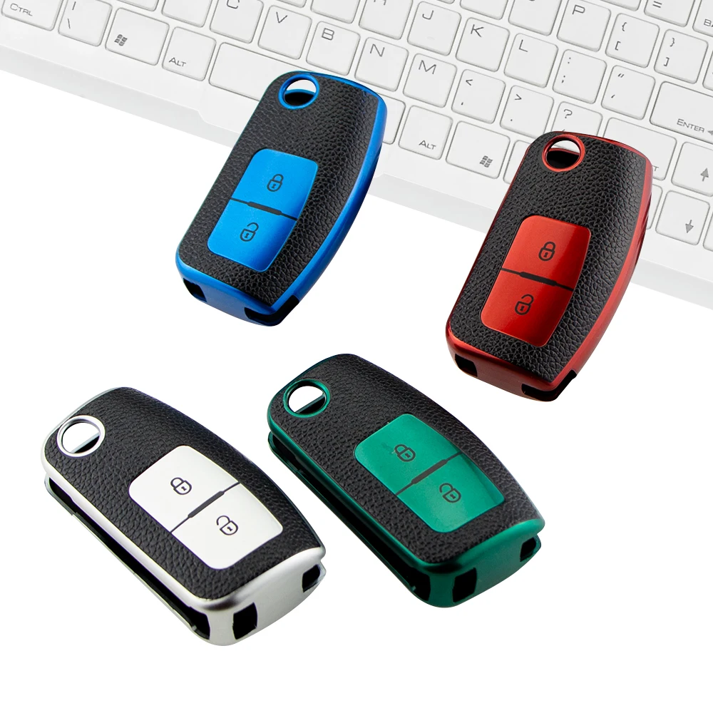 

2 Button TPU Leather Car Remote Key Cover Case for Ford Fiesta Focus 2 Ecosport Kuga Escape Falcon B-Max C-Max Eco Sport Galaxy