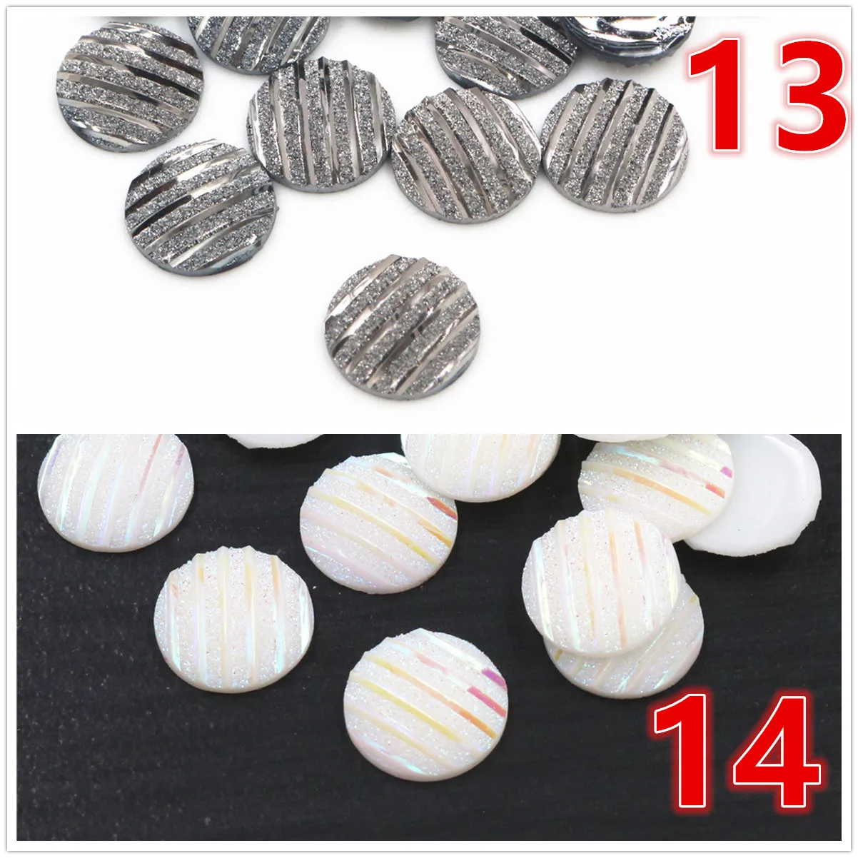 New Fashion 40pcs 12mm Mix Colors Scrub Stripe Horizontal line Flat back Resin Cabochon For Bracelet Earrings accessories