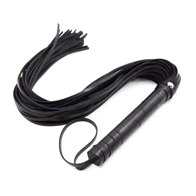 High Quality Pu Leather Pimp Whip Racing Riding Crop Party Flogger Hand Cuffs Queen Black Horse Riding Whip Caballos accesorios