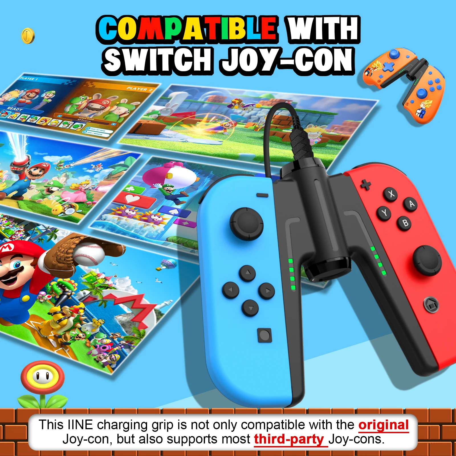 Iine joypad carregamento aperto ponte em forma doca de carregamento compatível nintendo switch/interruptor oled joycon