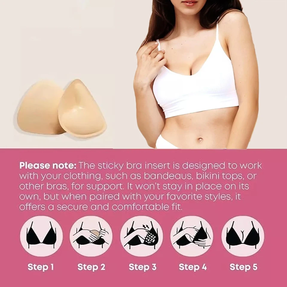 Inserti per reggiseno appiccicosi adesivi biadesivi Push Up Spugna spessa Cuscinetti per sollevamento seno Costume da bagno Bikini Coppa Enhancer