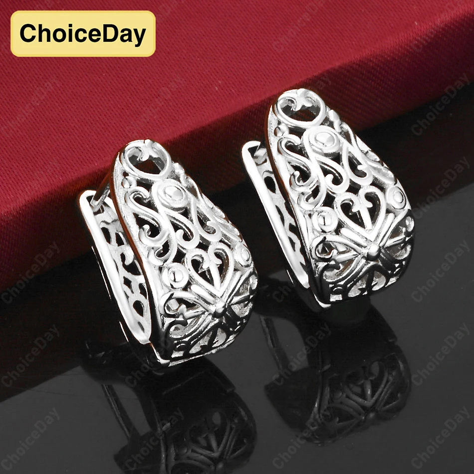 

ChoiceDay 925 Sterling Silver Exquisite Pattern Hollow Earrings Women Accessories Gift Fashion Party Charm Jewelry