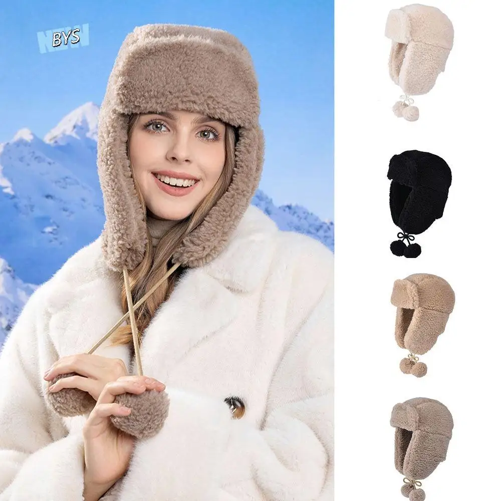 

Casual Windproof Women Lei Feng Hat Thickened Ear Protection Winter Cycling Warm Hat Warm Face Cover Ski Pullover Cap Camping