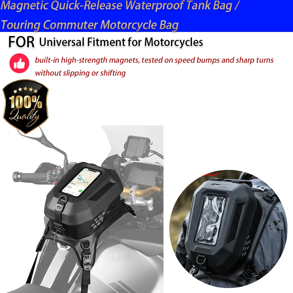 For Motorcycle Magnetic Tank Bag Waterproof Quick Release 3-12L Phone Navigation No-Drill Accesorios Moto