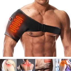 Heat Therapy Shoulder Brace Adjustable Shoulder Support Heated Wrap Belt Unisex Heating Pads for Frozen Shoulder Bursitis Strain