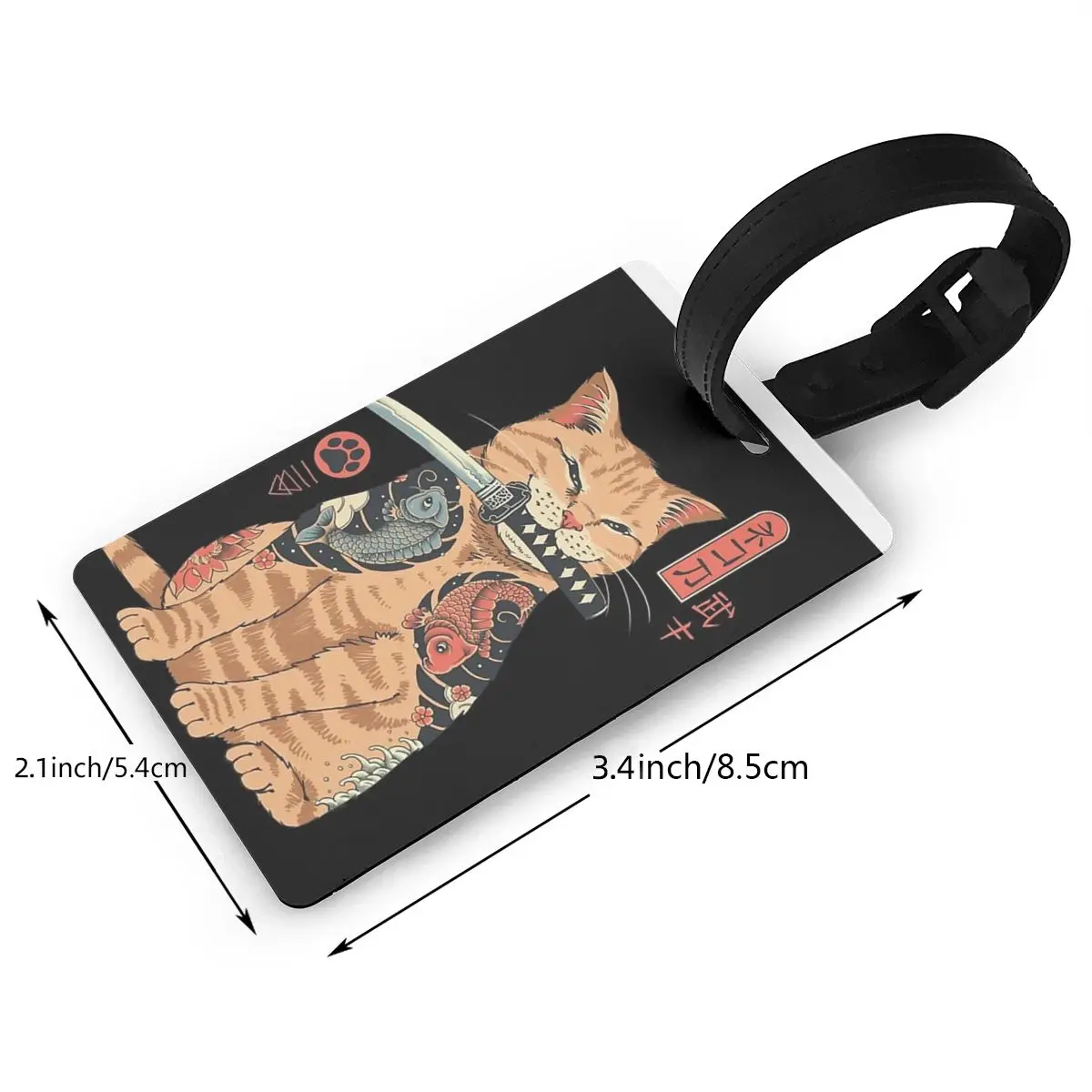 Catana Cats Retro Samurai Yakuza Uchwyt Przywieszki do bagażu Akcesoria do walizek Przywieszka do bagażu Uchwyt na etykietę Identyfikator Imię Adres