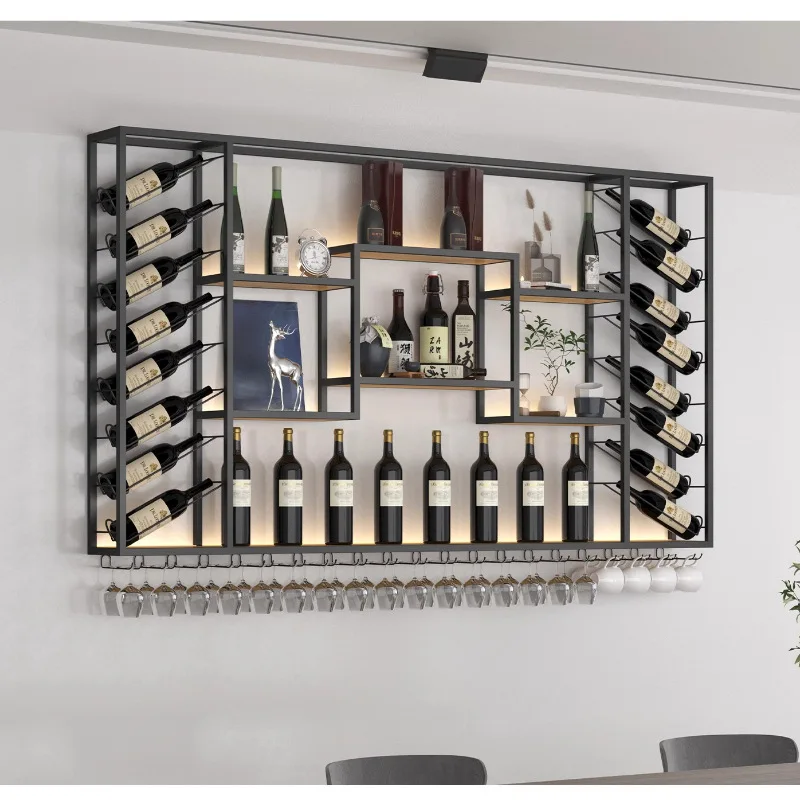

Restaurant wall rack wrought iron wine rack wall-mounted living room creative bar simple wine rack