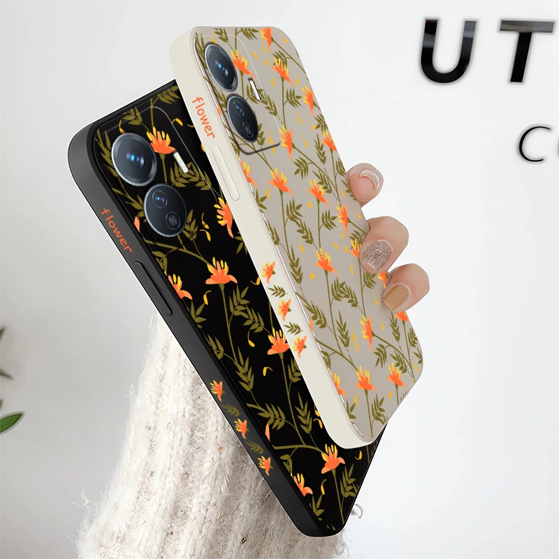 سيليكون ماتي حافظة هاتف من البولي يوريثان ل Vivo Y200 Y400 5G Y100 Y35 Y33S Y31 Y29 Y27 Y28 Y72 Y53S Y52 Y51 Y39 زهرة اللوحة غطاء #4