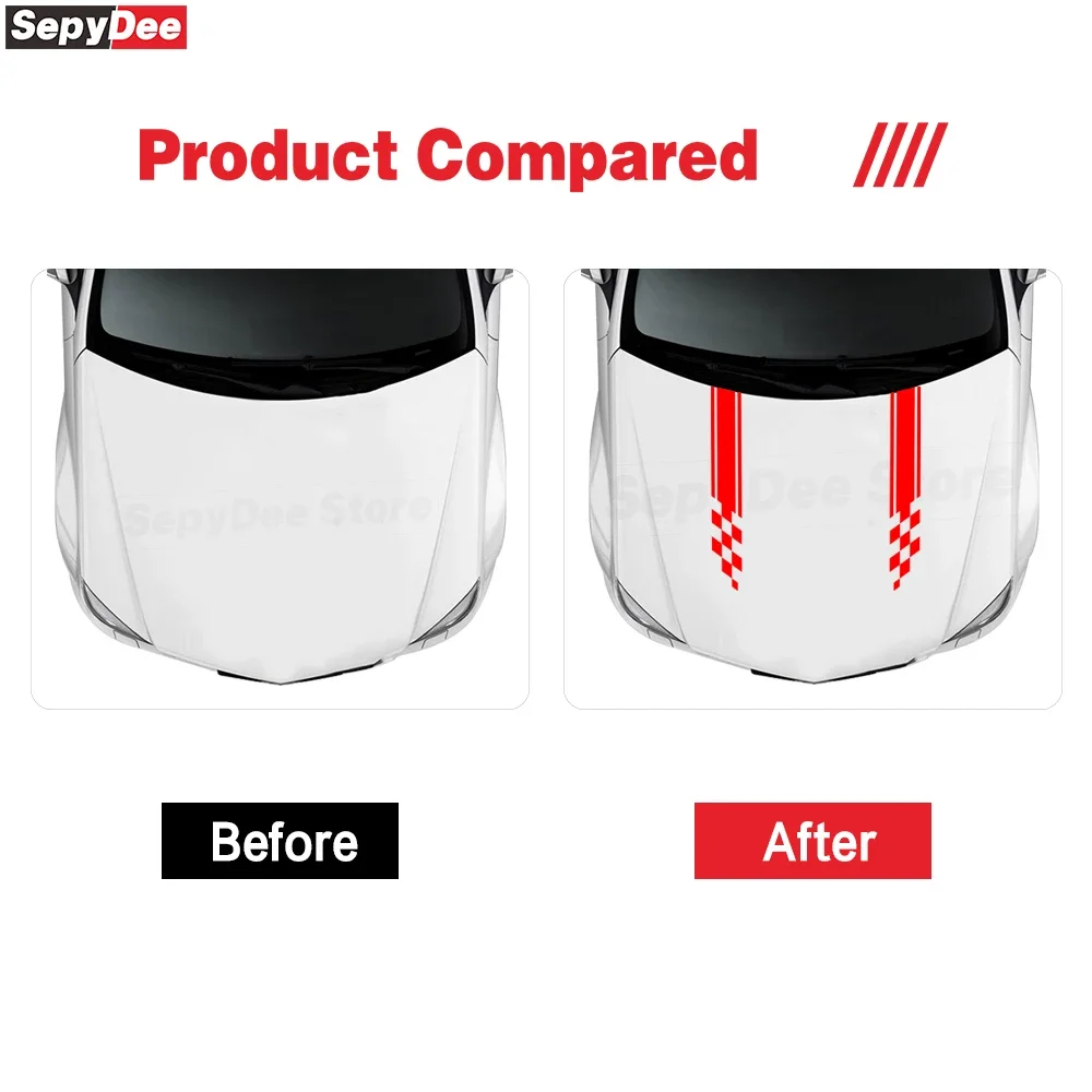 2Pcs Lattices Graphics Car Hood Bonnet Stickers for Suv Sedan Coupe Auto Body Engine Cover DIY Decor Vinyl Decals Accessories