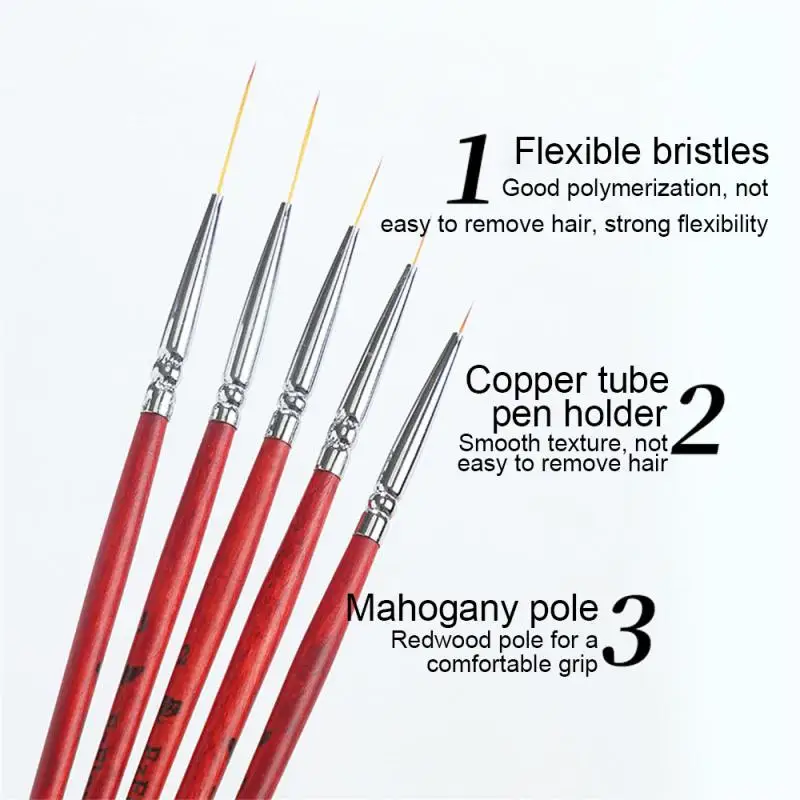 Nail Brushes Redwood Pole Portable Smooth Easy To Extend Nail Tool Colored Drawing Line Pen Multifunction Nail Nail Pen