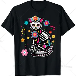 Dia De Los Muertos Shirt Cat Sugar Skull Mexican Day of Dead T-Shirt for Women Men