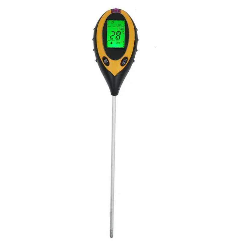 Soil PH Meter Tester Soil Tester PH Moisture meter Temperature Sunlight Intensity measurement Analysis Soil Acidity Test 4 in 1