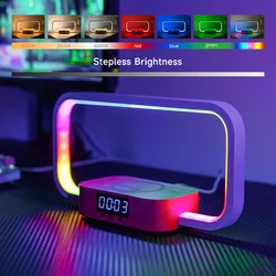 Night Light USB Multifunctional Wireless Charging Desk Lamp Bedroom Clock Colorful RGB Pat Lamp for Bedside Desk Lamp Study