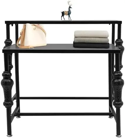 Set of 2 Industrial Retail Display Nesting Tables,Standing Retro Boutique Unit Storage Shelves,Garment Shoes Handbag