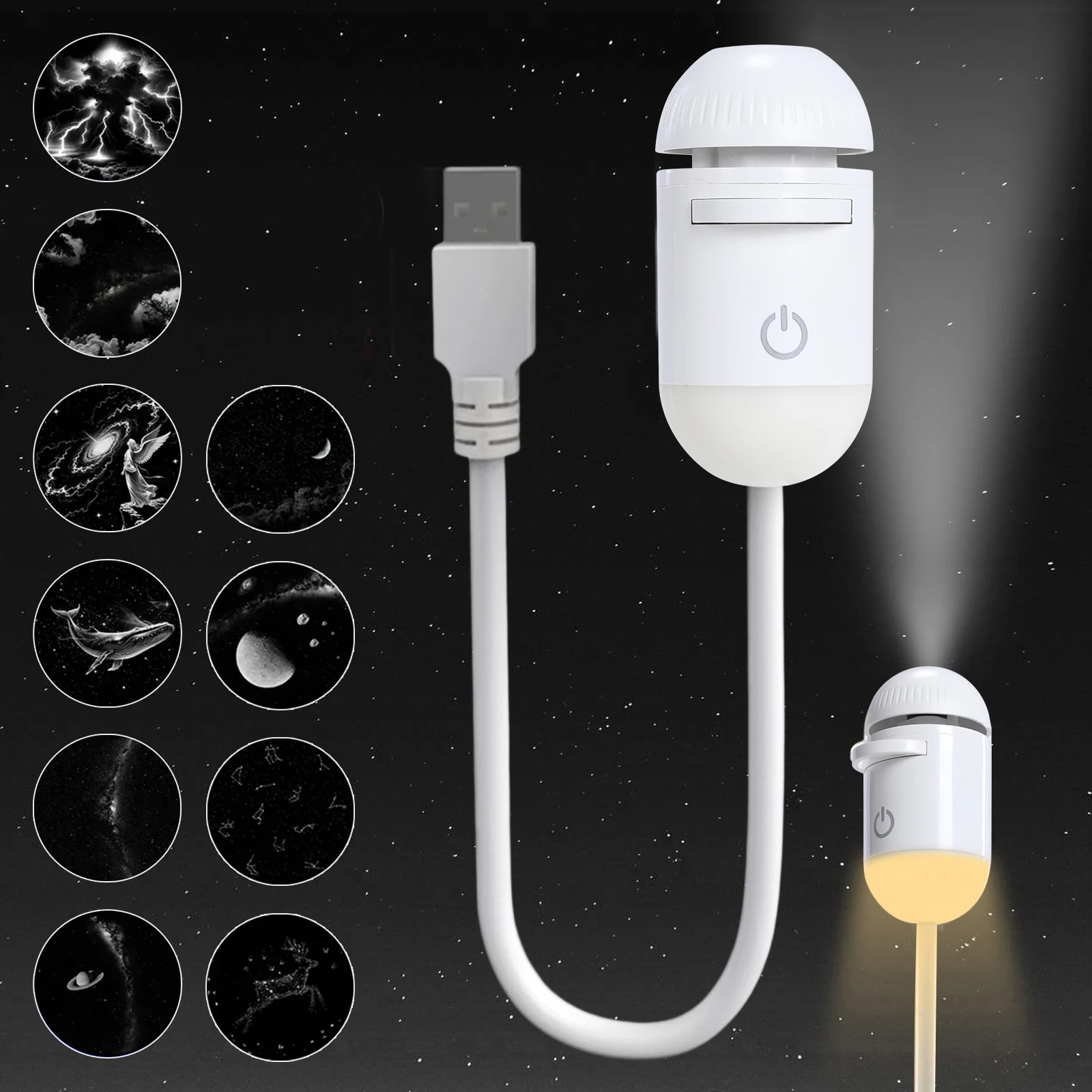 2-in-1 Mini Galaxy Projector Night Light USB Starry Sky Night Light Projector with 360° Rotating Design Mini LED Projection Lamp