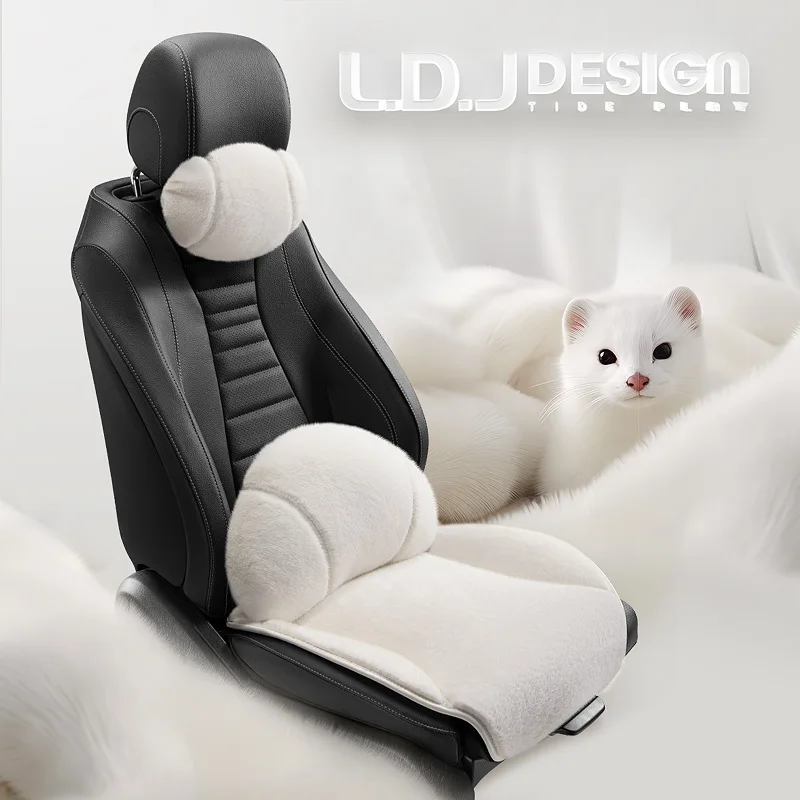 

High-end Ferret Velvet Car Seat Cushion Universal Head Pillow Autumn and Winter Warm Short Plush Women's Car Seat Cushion