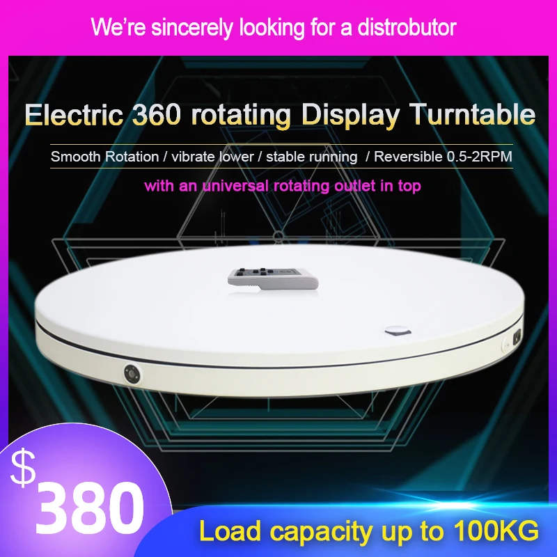 Fotoconic 80cm 100KG 360 Heavy Duty Rotating Display Stand Turntable with Power Outlet