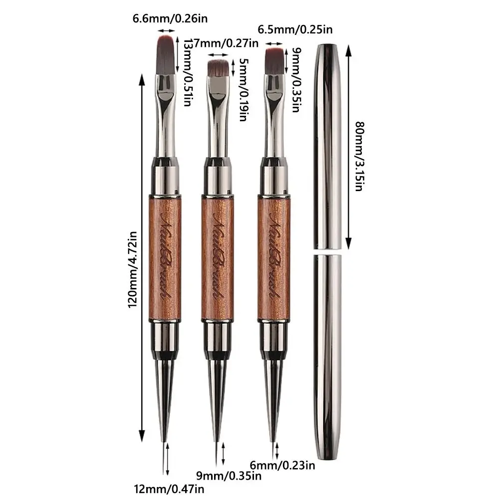 New Sandalwood Pole Nail Art Brush Dual-ended Professional Nail Art Phototherapy Pen Nail Art Painting Pen Nail Painting