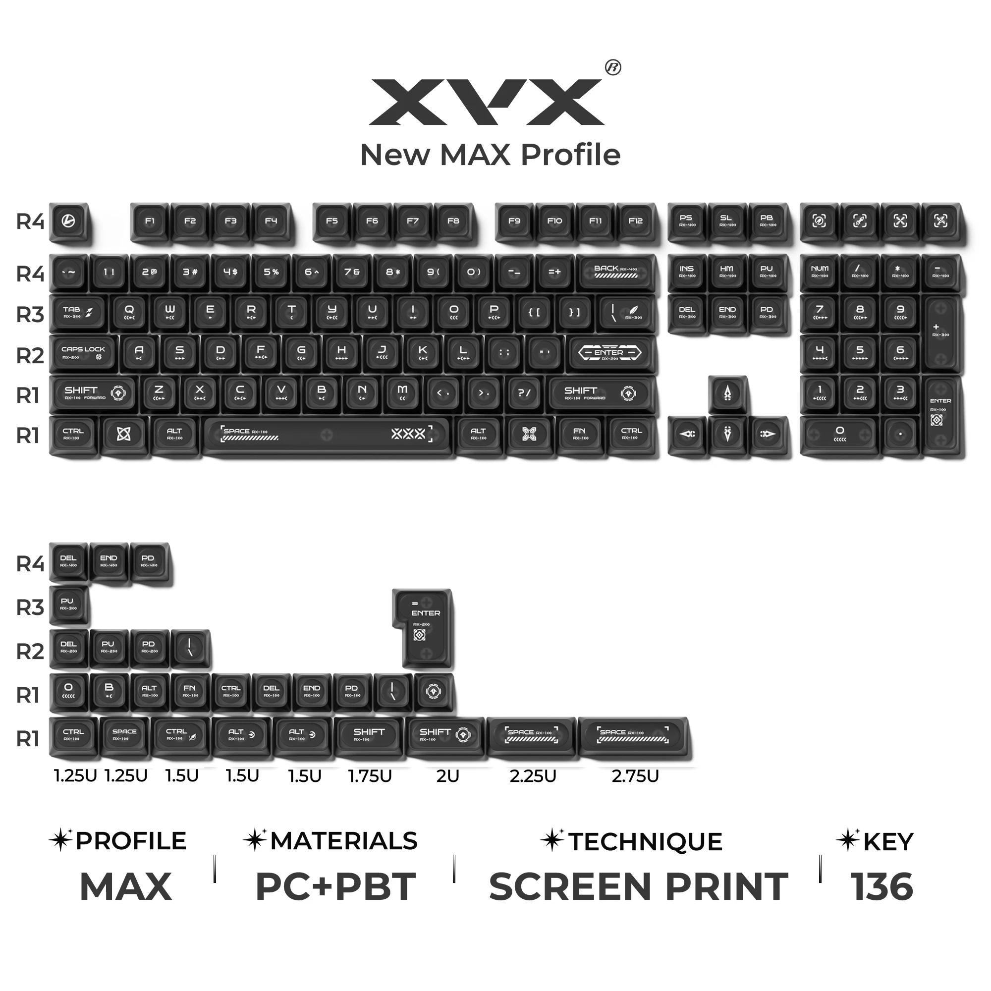 XVX White Cats Eye Keycap Set 136-Key PBT
