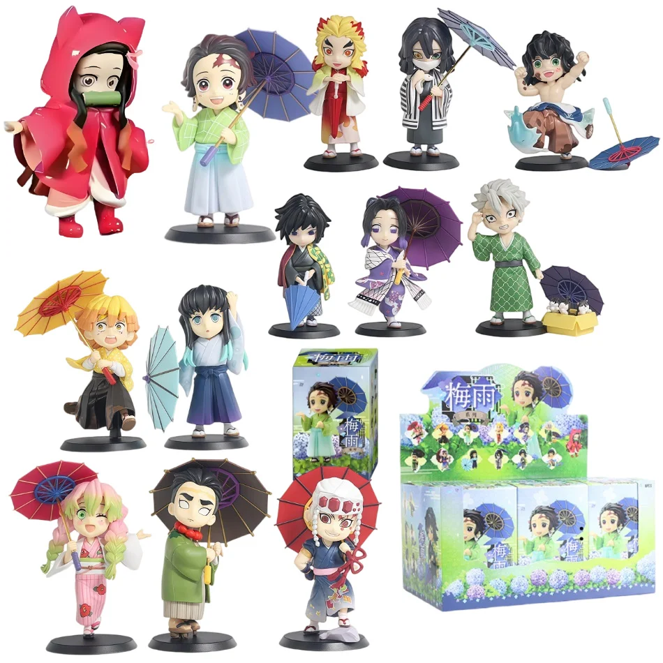 

Anime Demon Slayer Blind Box Plum Rain Series Figures Tanjiro Kamado Nezuko Action Model Toys Statue Ornament Surprise Gift Box