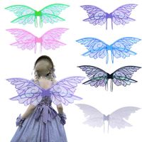 2024 Girl Butterfly Wing Colorful Adult Children Fairies Wing Costume Halloween Decoration Halloween Party Supplies