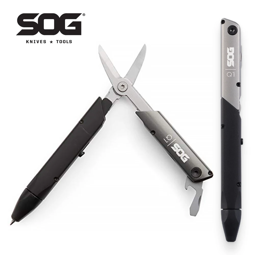 

SOG Baton Q1, Multitool Tactical Pen, TSA Travel Accessories, Multifunctional Pen w/ Foldable Scissors, Pocket EDC Gear, 4 Tools