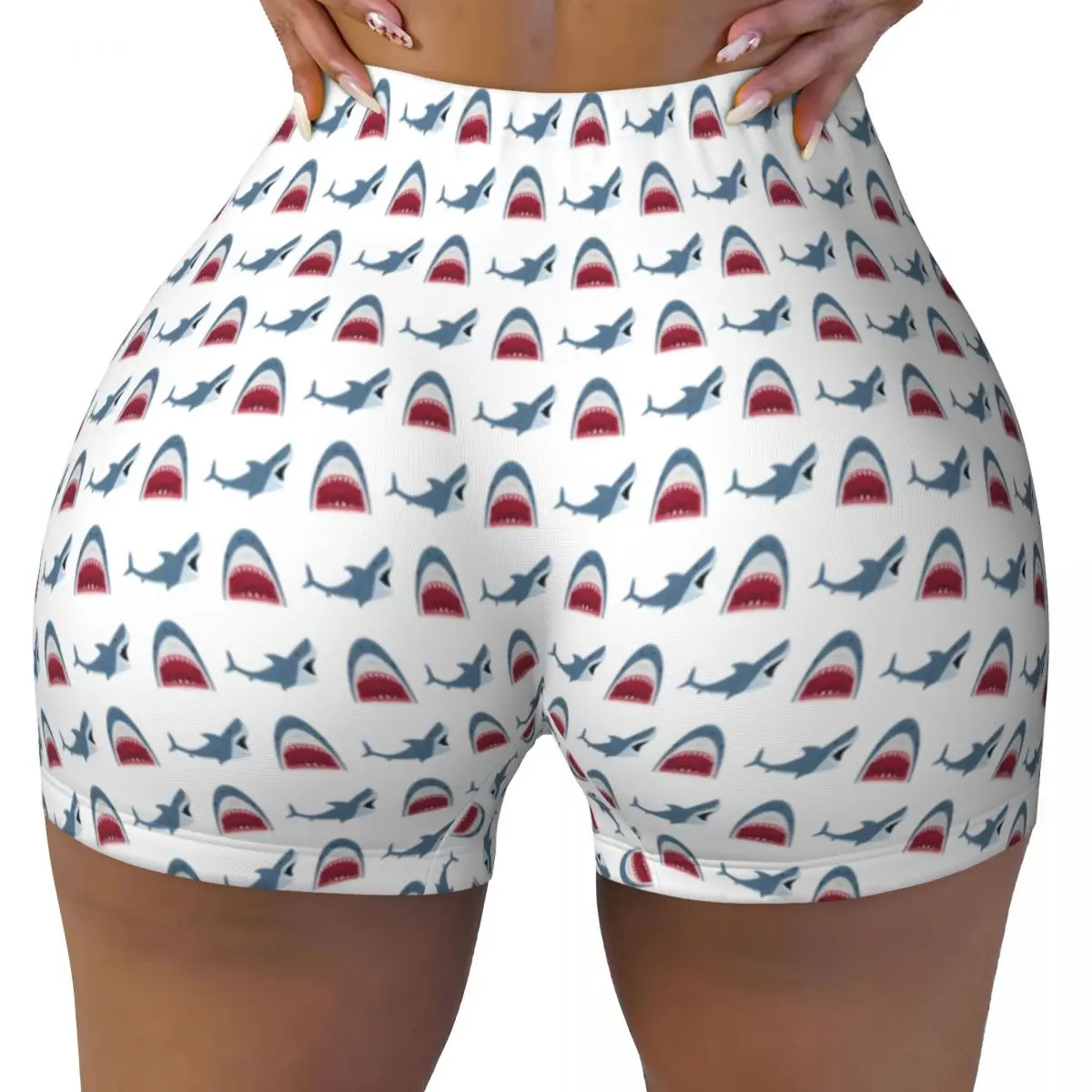 

Custom Women's Shark Lover Infinite Pattern Workout Yoga Shorts Gym Athletic Volleyball Biker Shorts